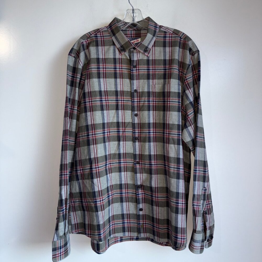 Johnnie-O Hangin' Out Plaid Long Sleeve Shirt Men's Large Pine Green - Euc
